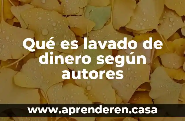 Qué es lavado de dinero según autores