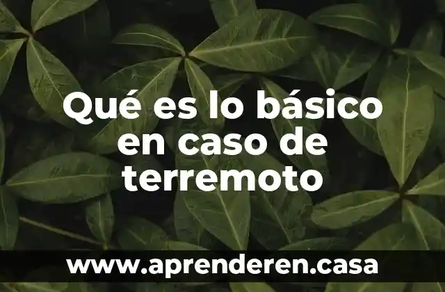 Qué es lo básico en caso de terremoto