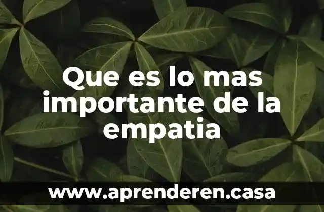 Que es lo mas importante de la empatia