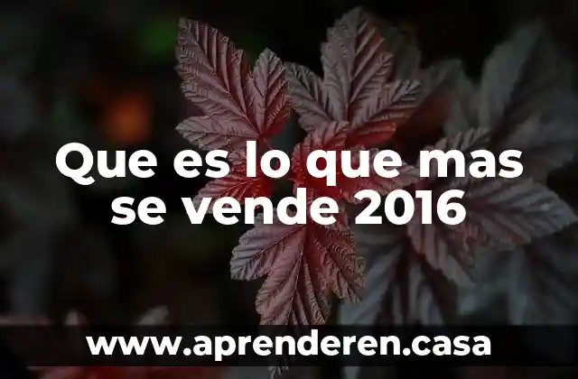 Que es lo que mas se vende 2016