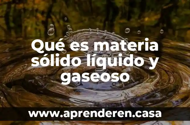 Qué es materia sólido líquido y gaseoso