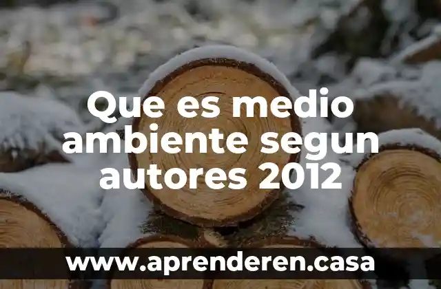 Que es medio ambiente segun autores 2012
