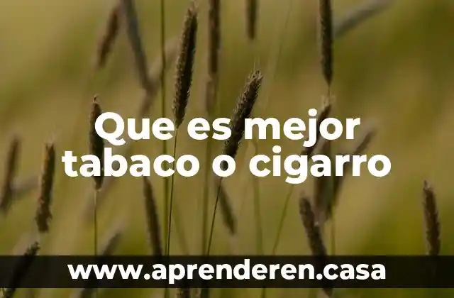 Que es mejor tabaco o cigarro