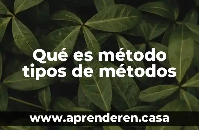Qué es método tipos de métodos