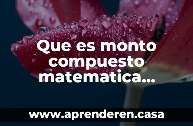 Configuración matemática que es 3 Que es monto compuesto matematica financiera