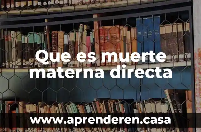 Que es muerte materna directa