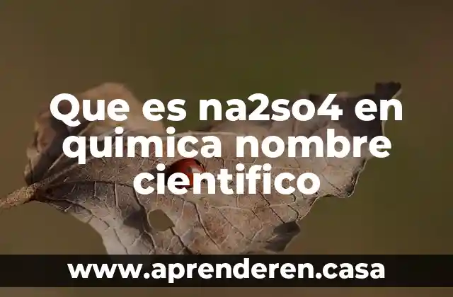 Que es na2so4 en quimica nombre cientifico