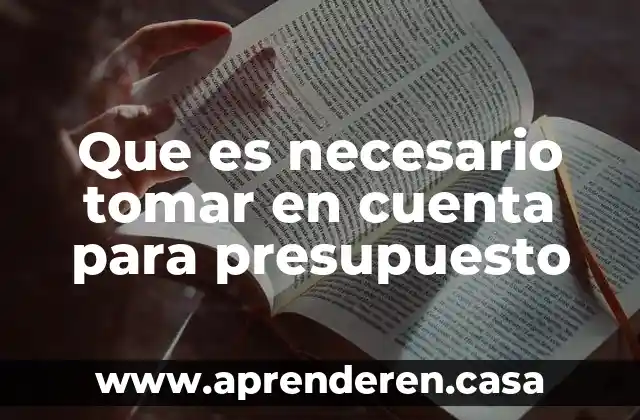 Que es necesario tomar en cuenta para presupuesto