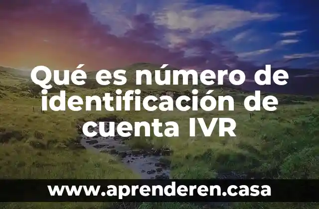Qué es número de identificación de cuenta IVR
