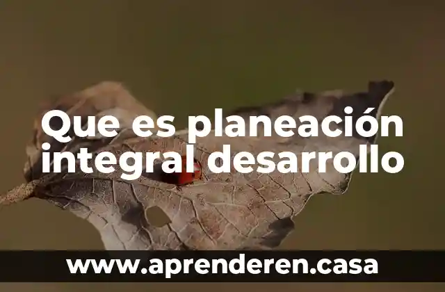 Que es planeación integral desarrollo