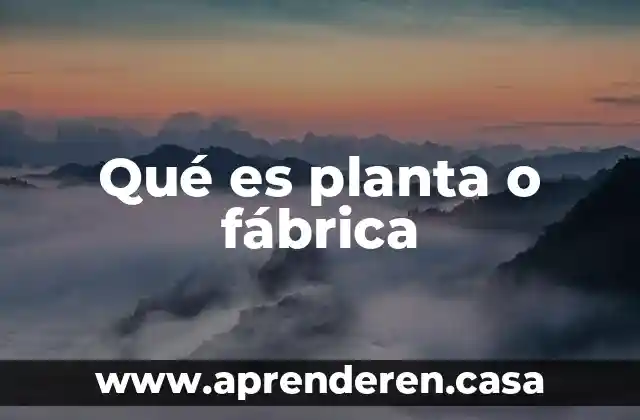 Qué es planta o fábrica