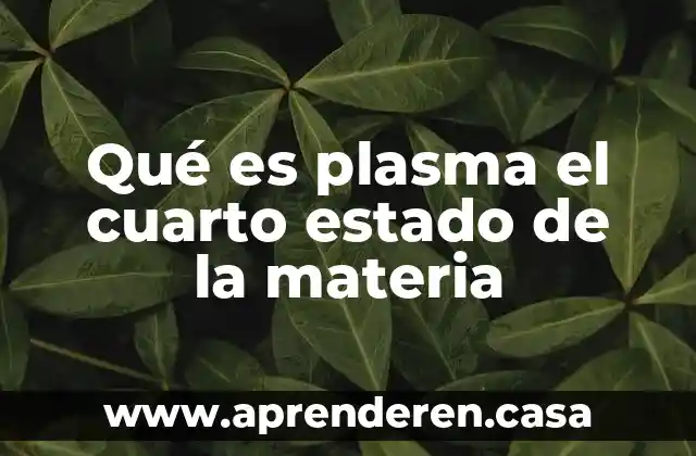 Qué es plasma el cuarto estado de la materia