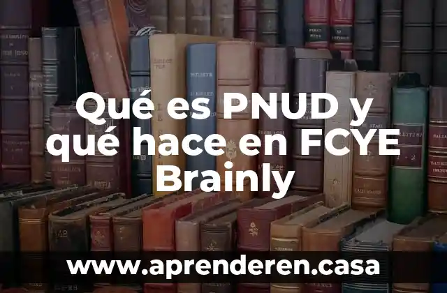 Qué es PNUD y qué hace en FCYE Brainly