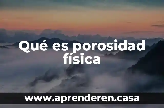 Qué es porosidad física