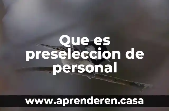 Que es preseleccion de personal