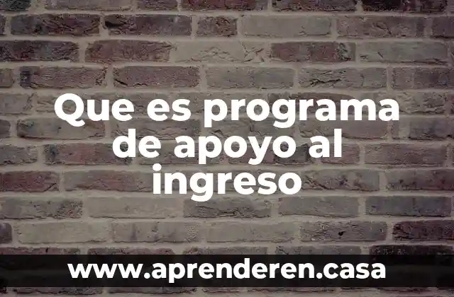 Que es programa de apoyo al ingreso