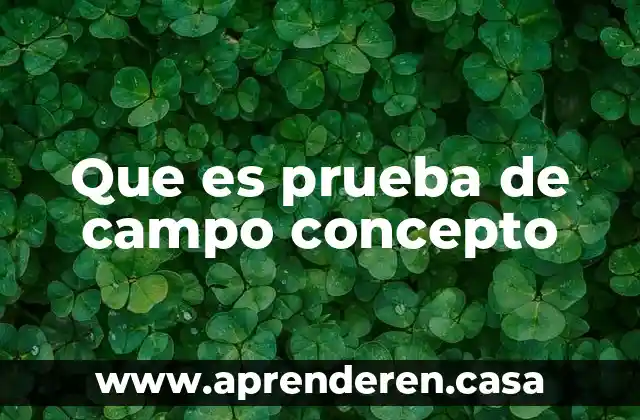 Que es prueba de campo concepto