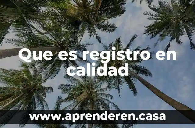 Que es registro en calidad