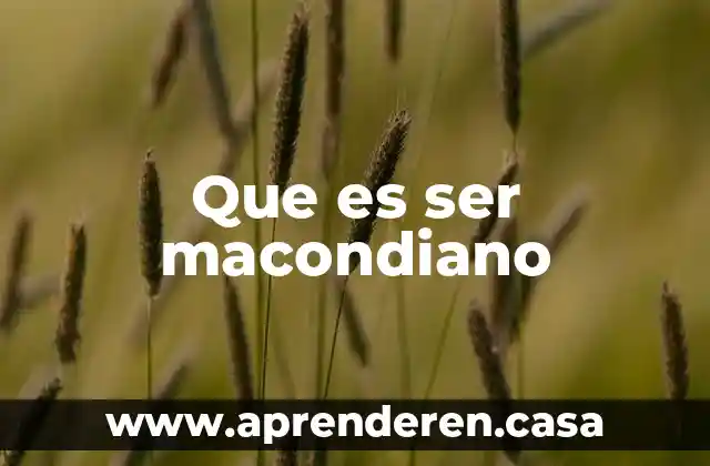 Que es ser macondiano