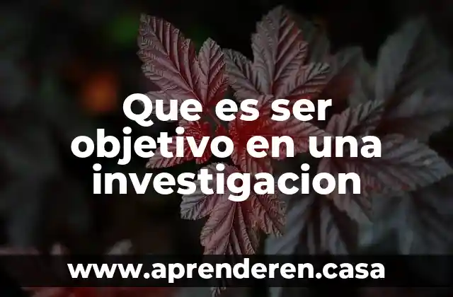 Que es ser objetivo en una investigacion