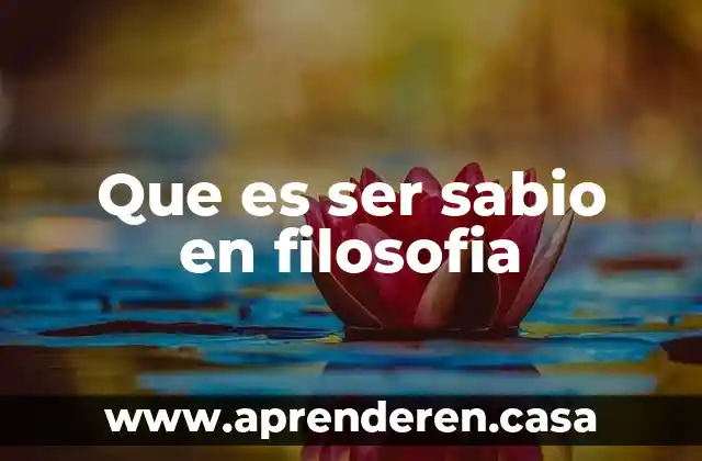 Que es ser sabio en filosofia
