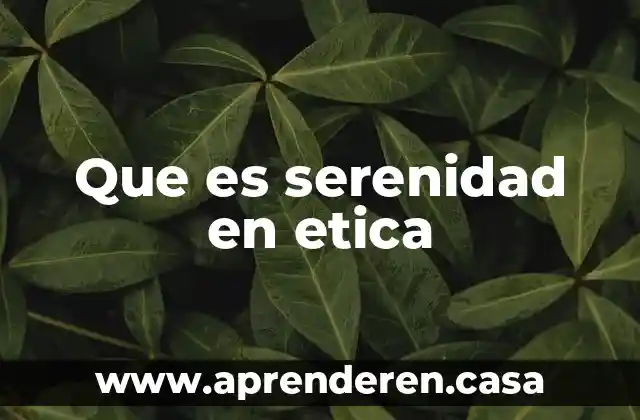 Que es serenidad en etica