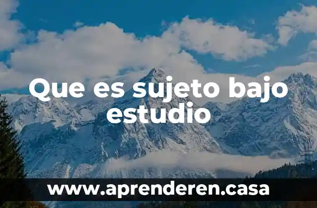 Que es sujeto bajo estudio