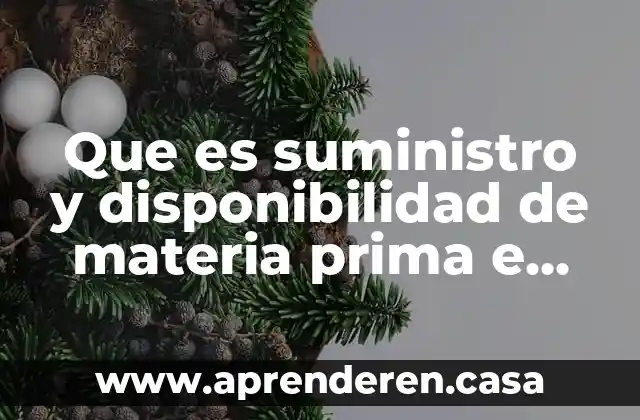 Que es suministro y disponibilidad de materia prima e insumos