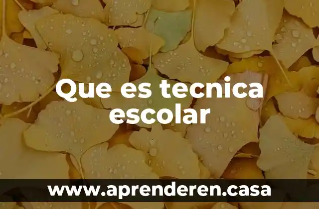 Que es tecnica escolar