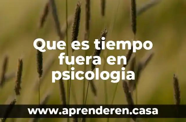 Que es tiempo fuera en psicologia