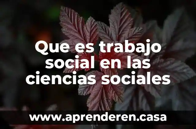 Que es trabajo social en las ciencias sociales