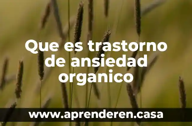 Que es trastorno de ansiedad organico