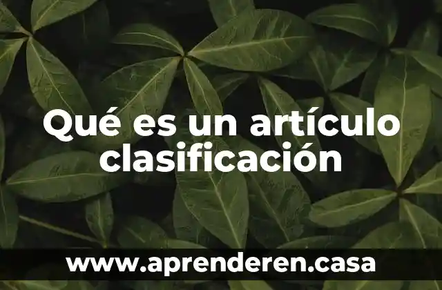 Que es clasificacion de grupos 3 Qué es un artículo clasificación