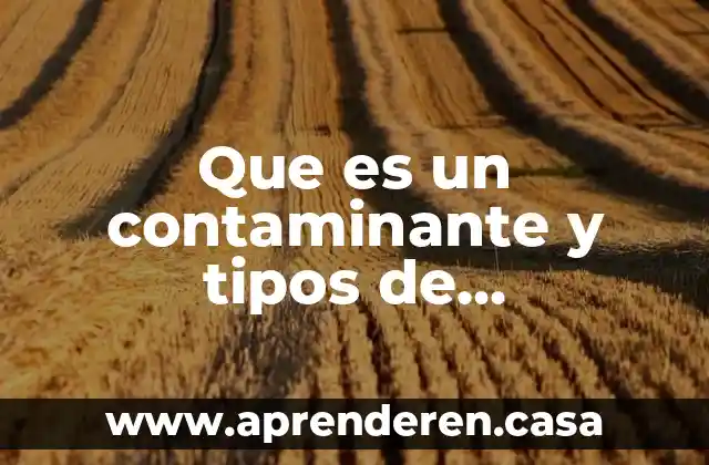Que es un contaminante y tipos de contaminantes