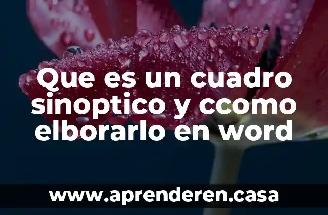 Que es un cuadro sinoptico y ccomo elborarlo en word