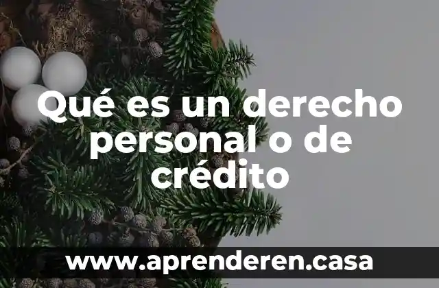 Qué es un derecho personal o de crédito