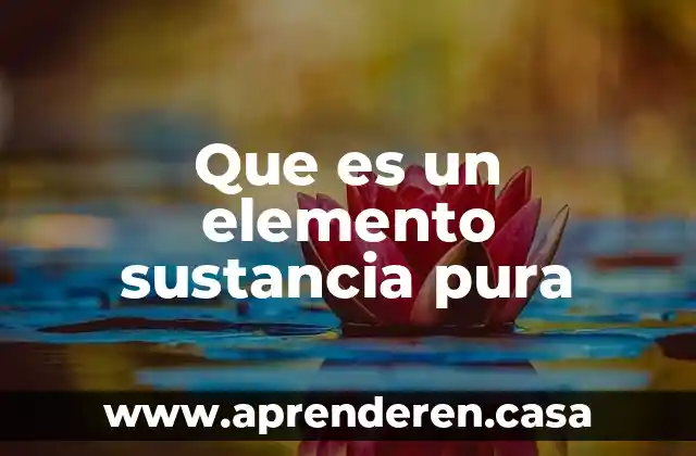 Que es un elemento sustancia pura