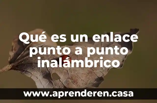 Qué es un enlace punto a punto inalámbrico