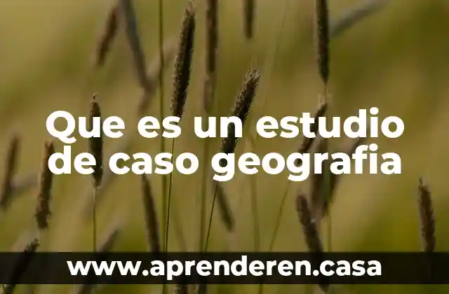 Que es un estudio de caso geografia