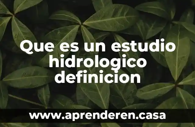 Que es un estudio hidrologico definicion