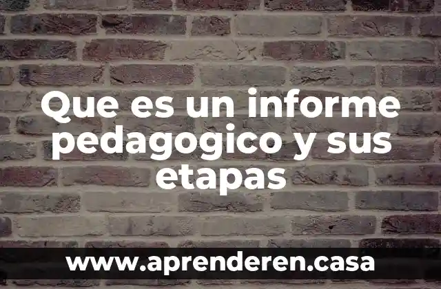 Que es un informe pedagogico y sus etapas