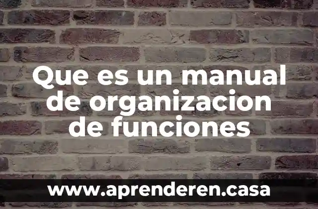 Para que es necesaria la organizacion 4 Que es un manual de organizacion de funciones
