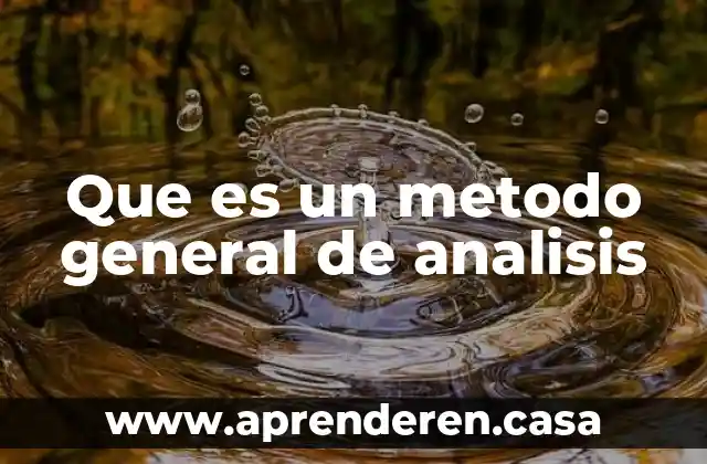 Que es un metodo general de analisis