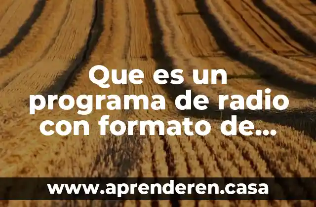 Project programa que es 3 Que es un programa de radio con formato de revista