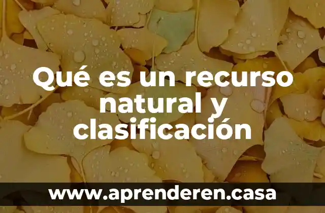 Qué es un recurso natural y clasificación