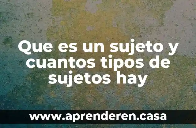 Que es un sujeto y cuantos tipos de sujetos hay