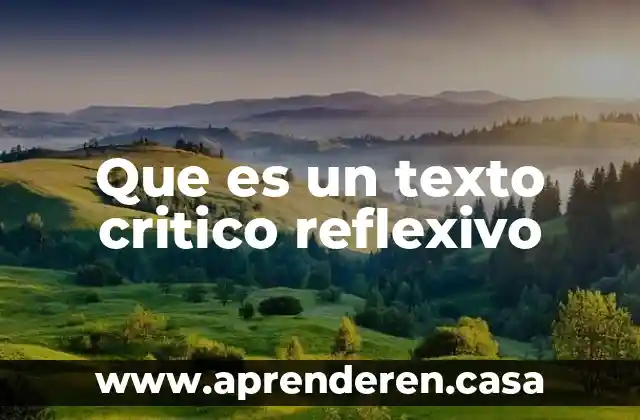 Que es un texto critico reflexivo