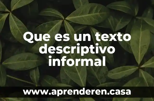 Que es un texto descriptivo informal