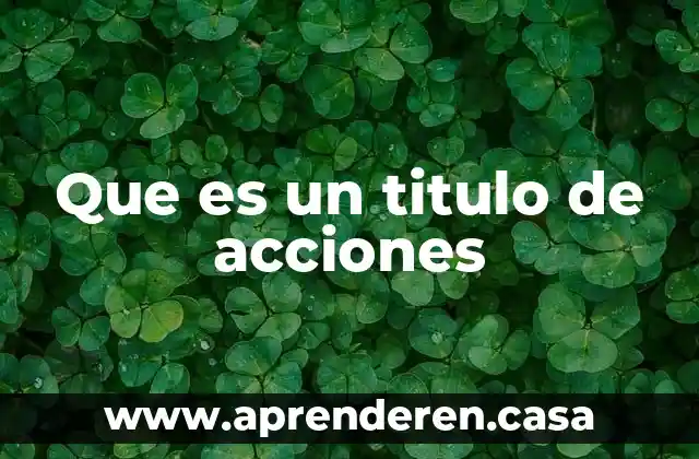 Que es un titulo de acciones