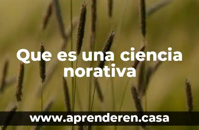 Que es una ciencia norativa